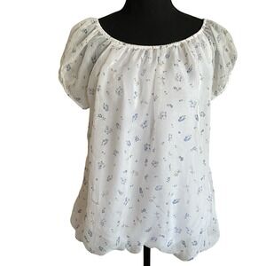 Tendenze Silk Top Blouse S White Floral Peasant Boho Romantic Cottagecore